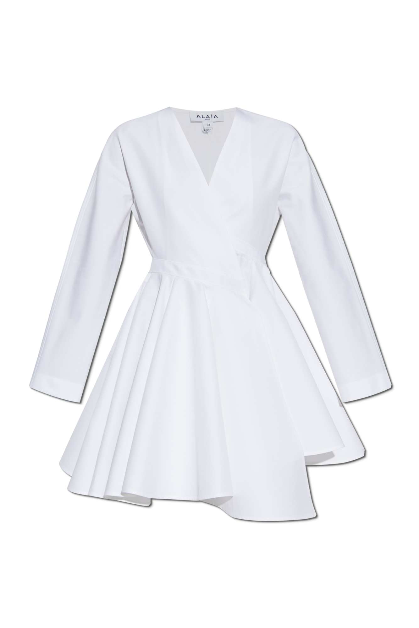 ワンピース ALAA WRAP MINI DRESS AE Long-Sleeve Faux Wrap Mini Shirt Dress